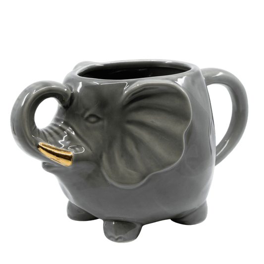 Reactive Glaze with Gold Tusks Elephant Mug - Punch Bowl Designs