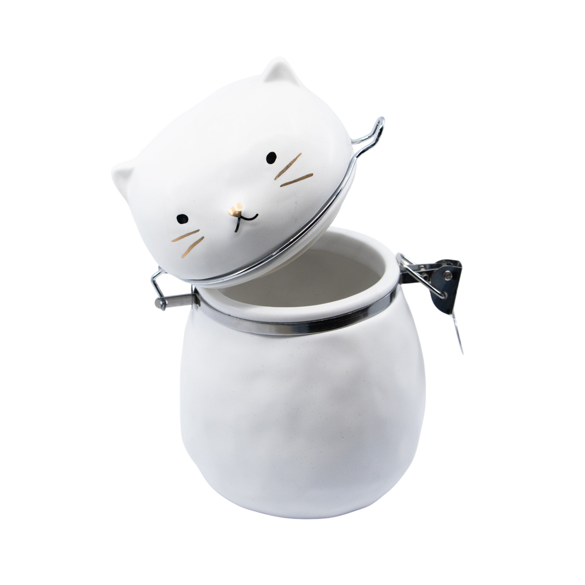Matte Cat with Gold Hinged Jar - Punch Bowl Designs