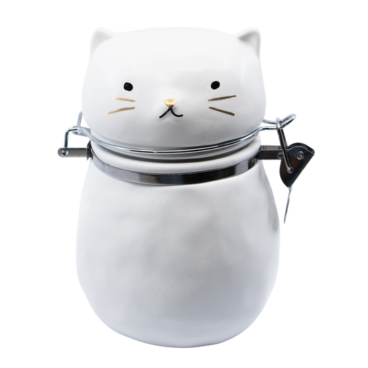 Matte Cat with Gold Hinged Jar - Punch Bowl Designs
