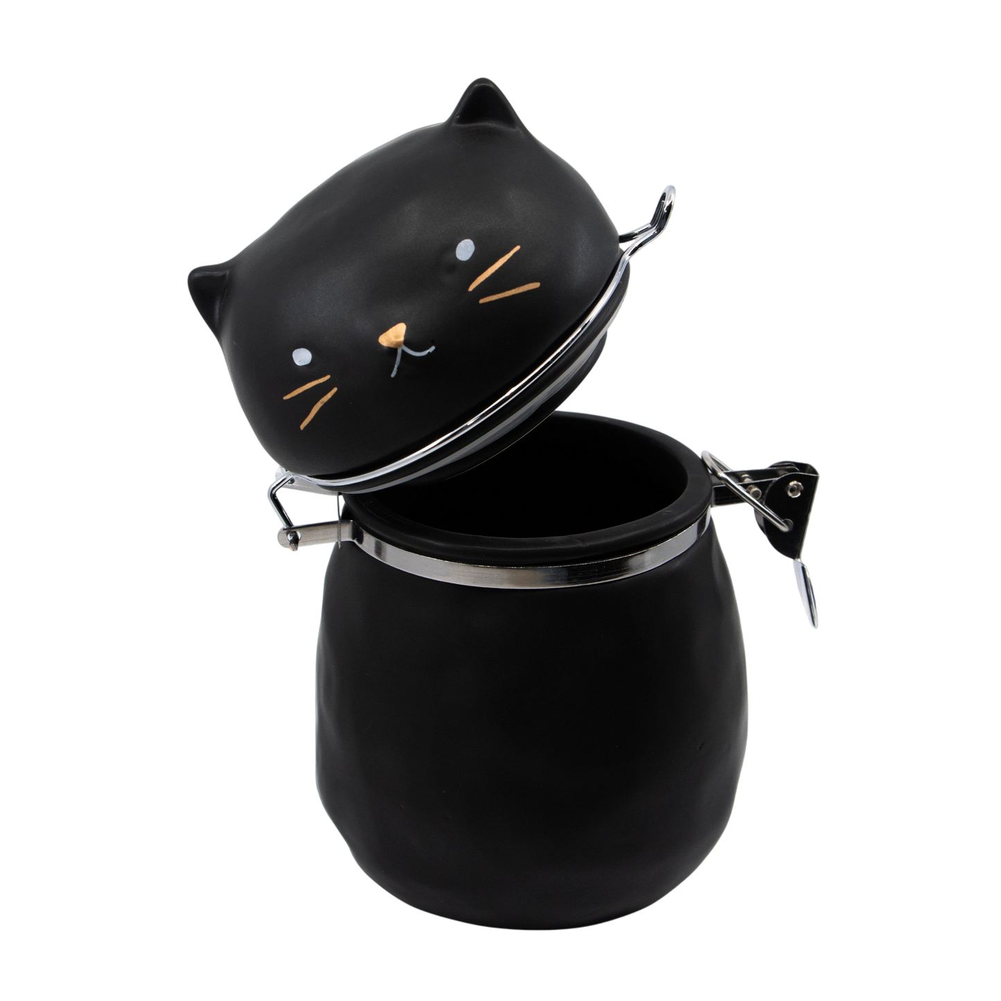 Matte Cat with Gold Hinged Jar - Punch Bowl Designs