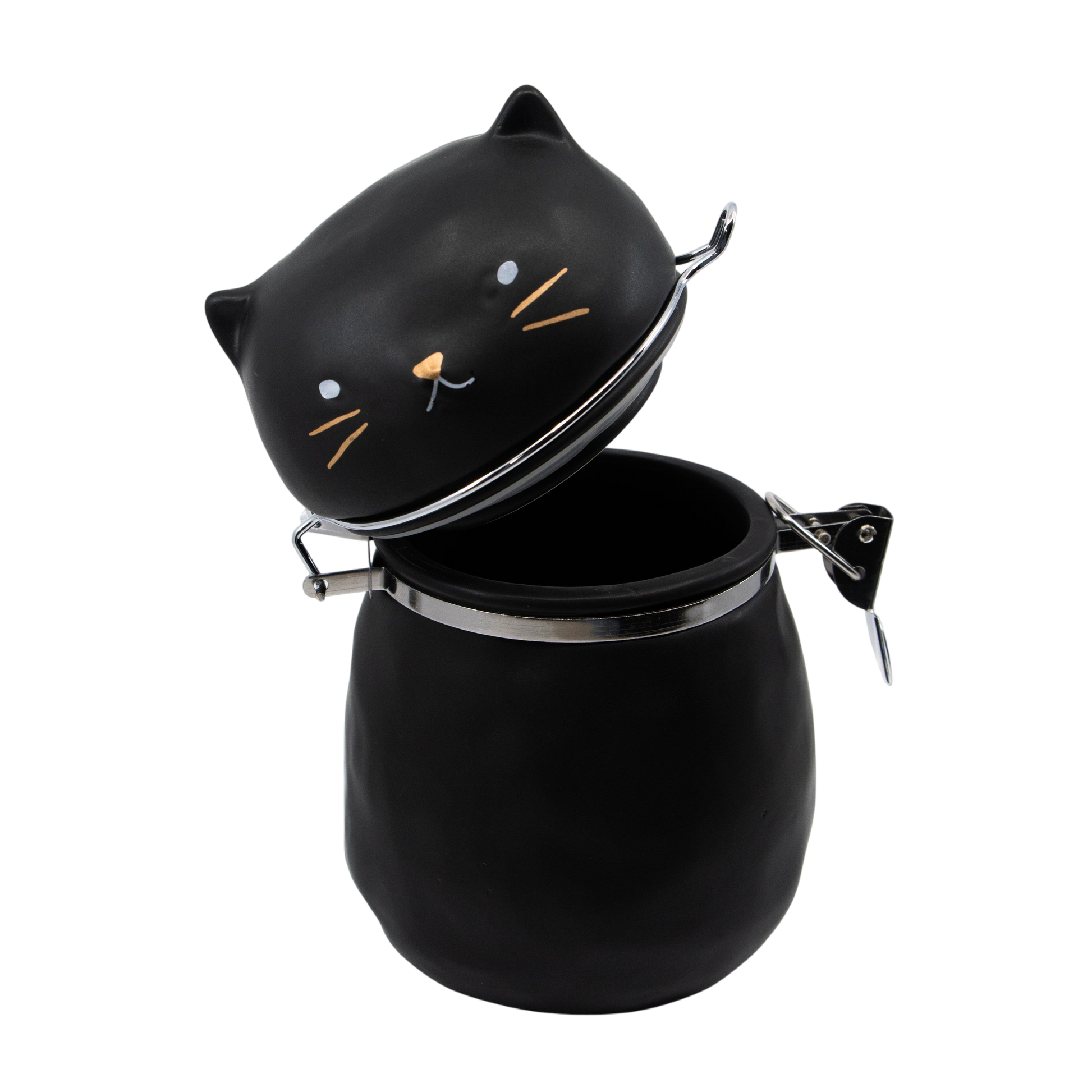 Matte Cat with Gold Hinged Jar - Punch Bowl Designs