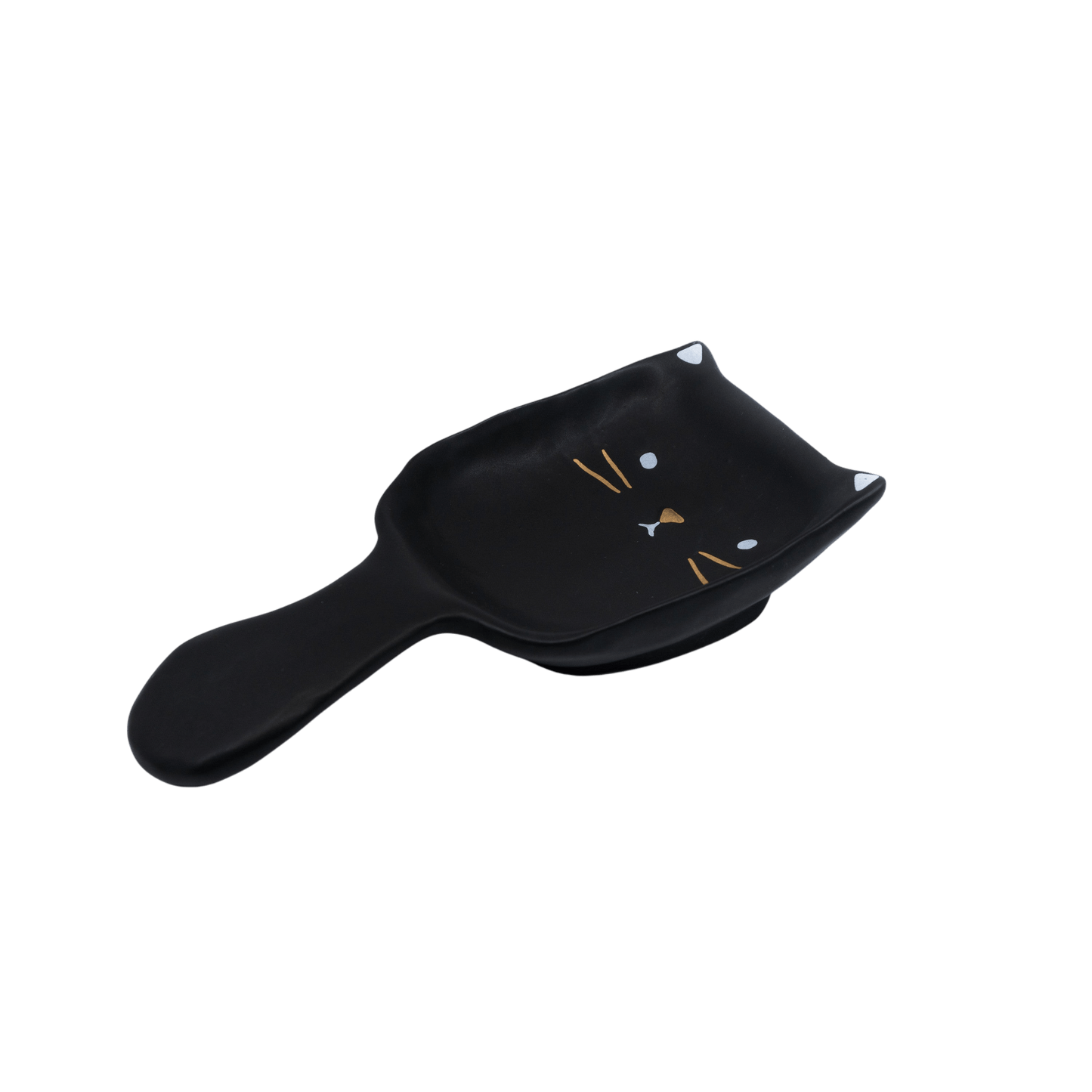 Matte Cat with Gold Spoon Rest - Punch Bowl Designs