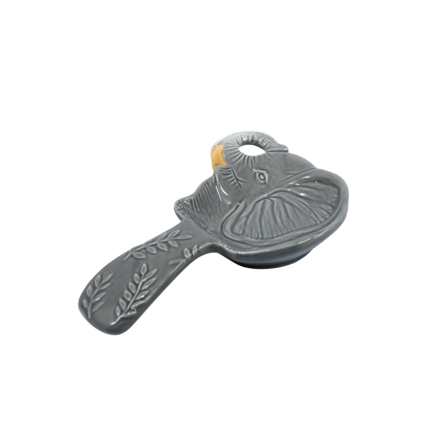 Reactive Glaze Elephant with Gold Tucks Spoon Rest - Punch Bowl Designs