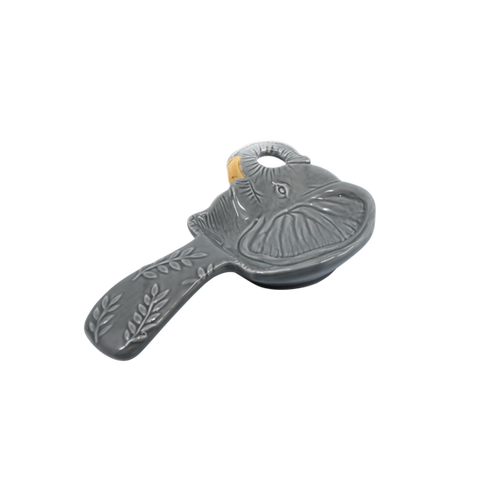 Reactive Glaze Elephant with Gold Tucks Spoon Rest - Punch Bowl Designs