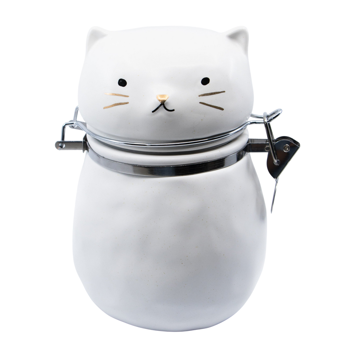 Matte Cat with Gold Hinged Jar - Punch Bowl Designs