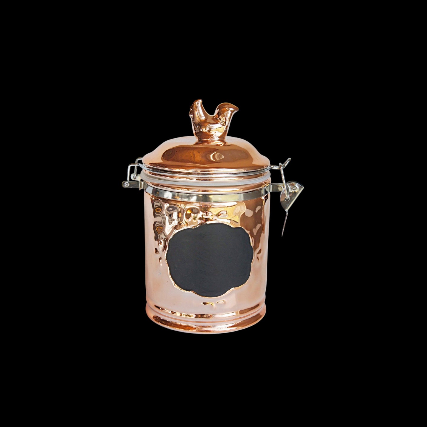 Copper Plated Country Farm Hinged Jar with Chalk Board - Punch Bowl Designs
