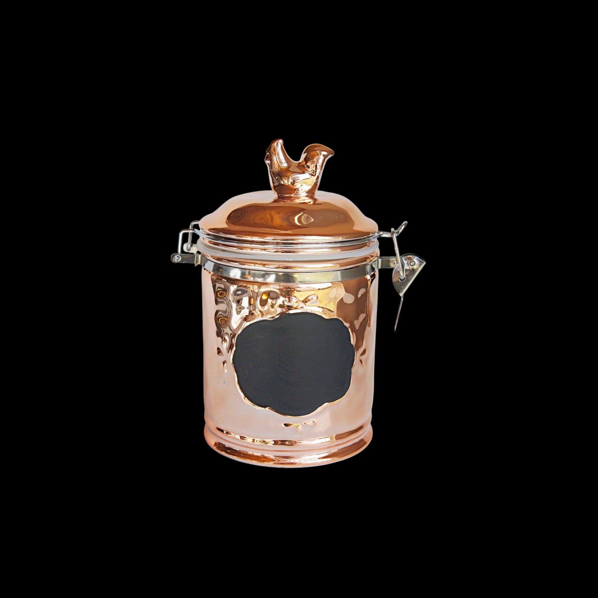 Copper Plated Country Farm Hinged Jar with Chalk Board - Punch Bowl Designs