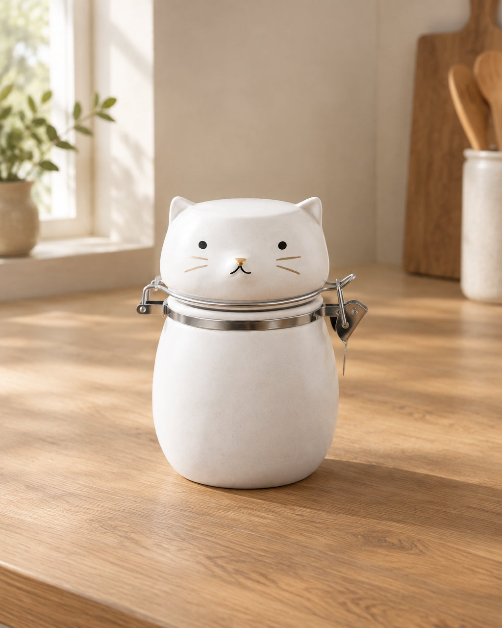 Matte Cat with Gold Hinged Jar