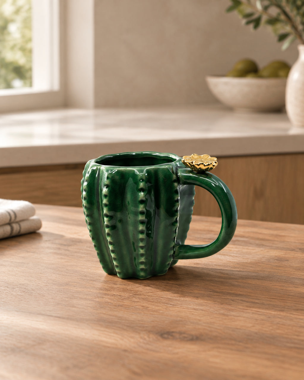 Gold Flower Cactus Mug