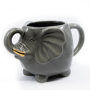 Reactive Glaze with Gold Tusks Elephant Mug