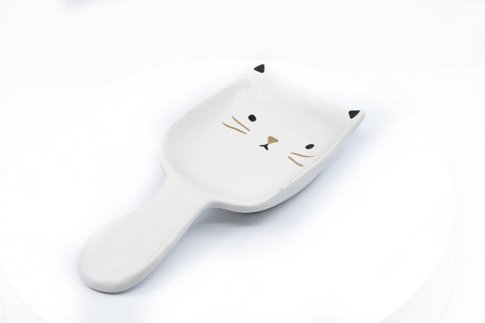 Matte Cat with Gold Spoon Rest
