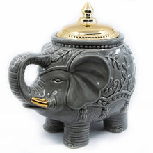 Reactive Glaze Elephant Cookie Jar with Gold Lid